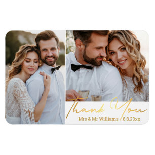Imán gracias, collage de fotos de boda con letra manusc