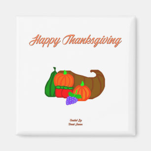 Imán Gracias Cornucopia 2 Inch Square Magnet