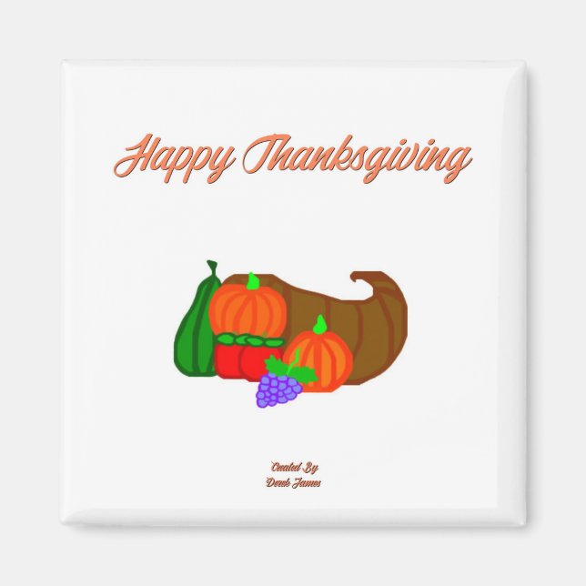 Imán Gracias Cornucopia 2 Inch Square Magnet (Frente)