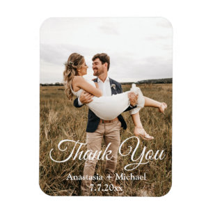Imán gracias, guión clásico, foto boda