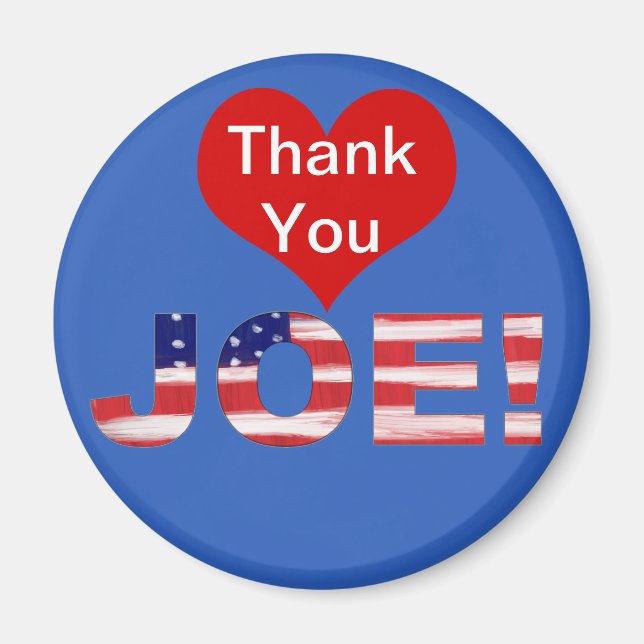 Imán ¡Gracias JOE! En azul con bandera (Frente)