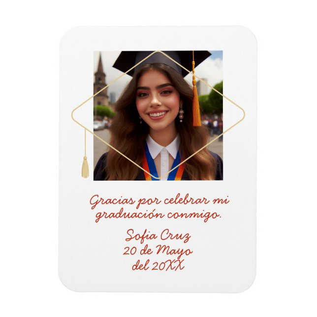 Imán Gracias mi graduación con foto recuerdo (Vertical)
