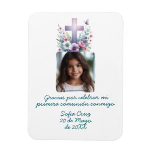 Imán Gracias Mi Primera Comunión con Foto Flores