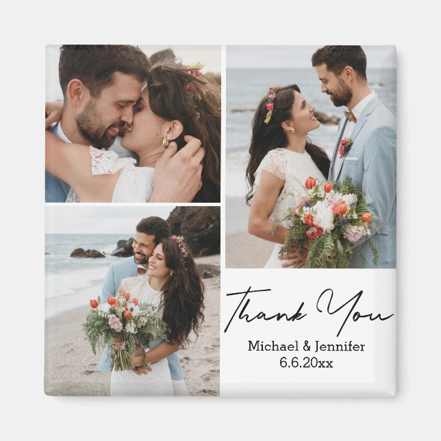 Imán gracias, mínimo 3 boda de collage de fotos (Frente)