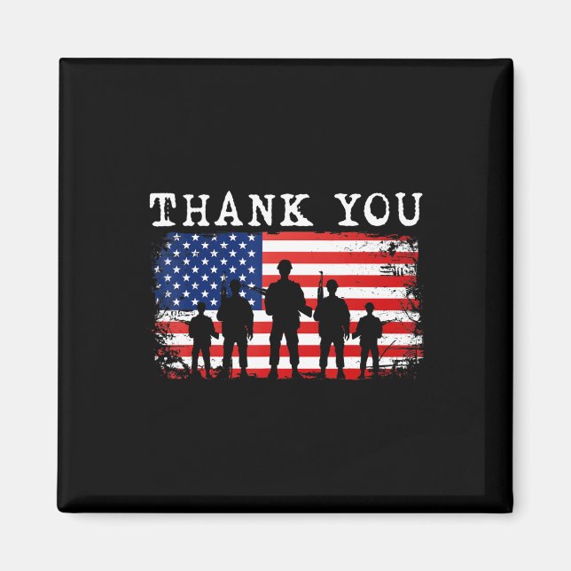 Imán Gracias Patriótico Veterano Memorial Day 4 De Ju (Frente)