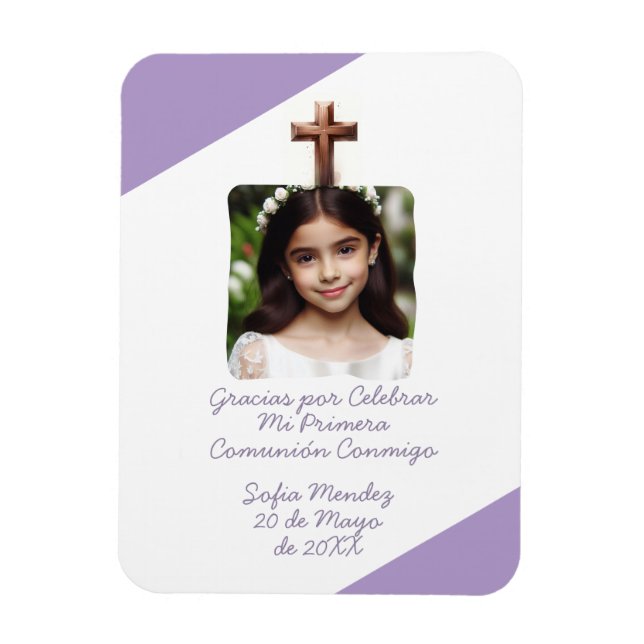 Imán Gracias por celebrar mi Primera Comunión con Foto (Vertical)