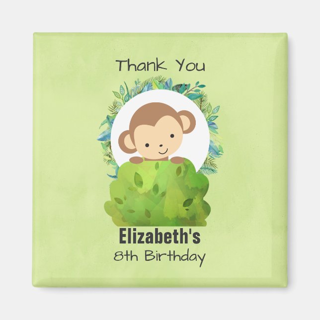 Imán Gracias por el cumpleaños del mono Safari de Cute (Frente)
