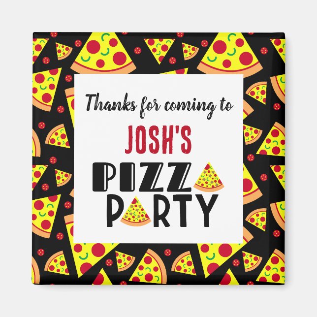 Imán Gracias por venir a los niños Pizza cumpleaños fav (Frente)