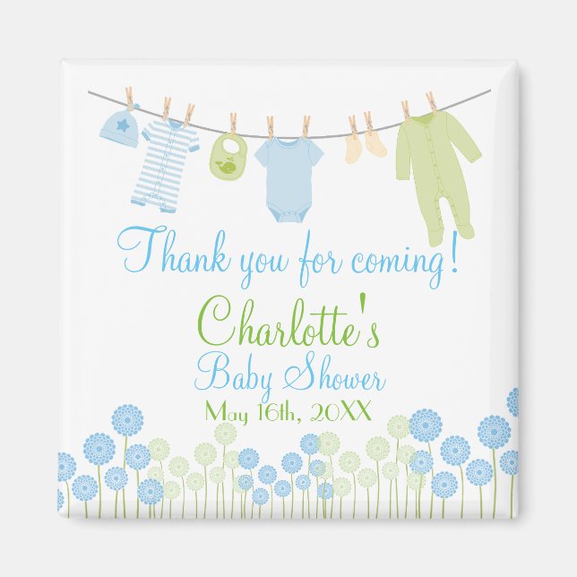 Imán ¡Gracias Por Venir! Little Clothes Baby Shower (Frente)