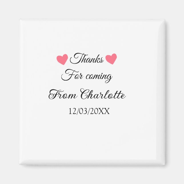 Imán gracias por venir mensaje de texto nombre  (Frente)