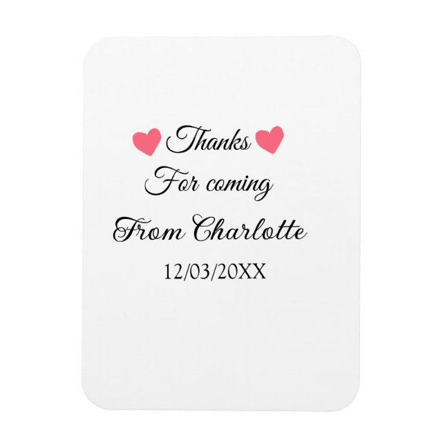 Imán gracias por venir mensaje de texto nombre agregar (Vertical)