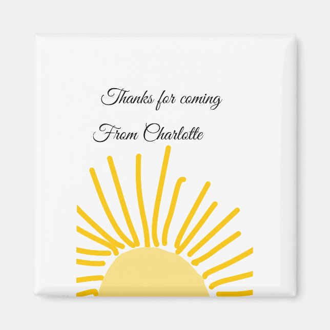 Imán gracias por venir mensaje de texto sol nombre agre (Frente)