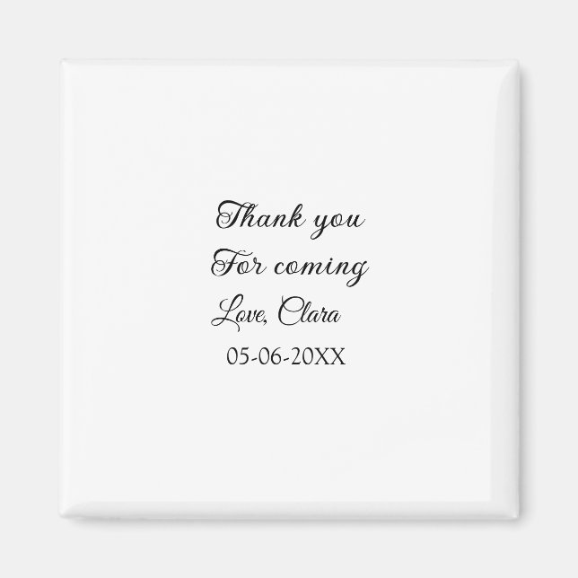 Imán gracias por venir nombre mensaje de texto (Frente)