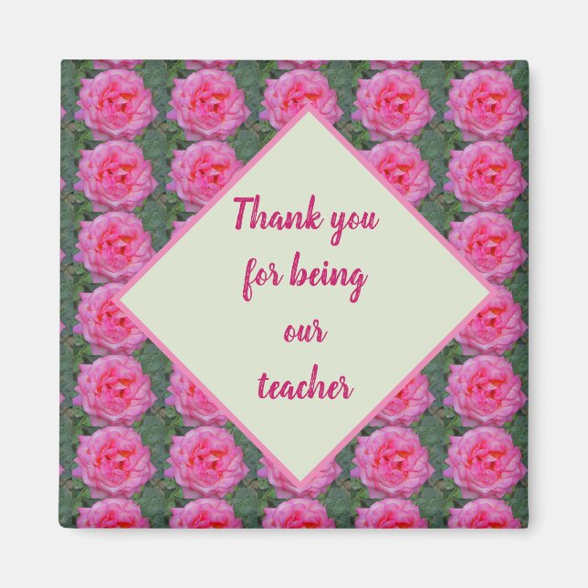 Imán Gracias Profesor Hermoso Patrón Rosa Rosa Rosa Ros (Frente)