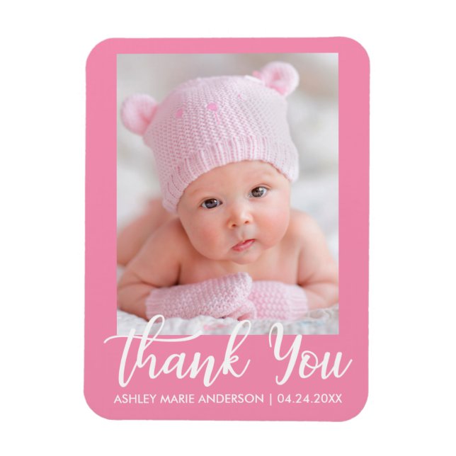 Imán Gracias Recién nacido Rosa (Vertical)