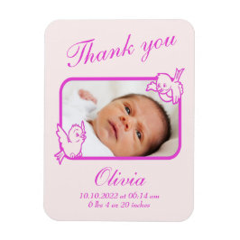 Imán Gracias tarjeta de foto de anuncio de nacimiento