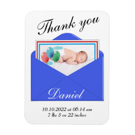 Imán Gracias tarjeta de foto de anuncio de nacimiento