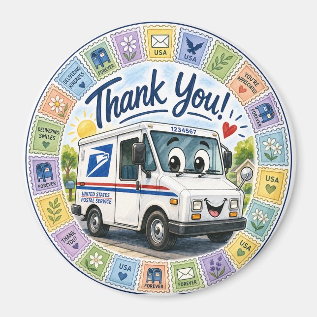 Imán Gracias trabajadores postales (Frente)