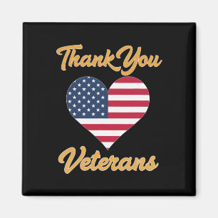 Imán Gracias Usa Flag Heart Veteran Patriot