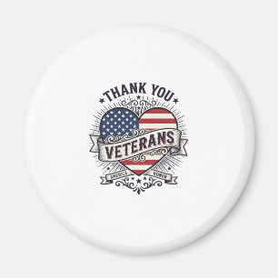 Imán Gracias Veteranos Corazón Patriótico Diseño Vector