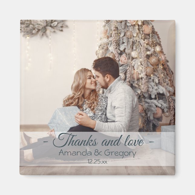 Imán Gracias y amor Navidades boda foto favor (Frente)
