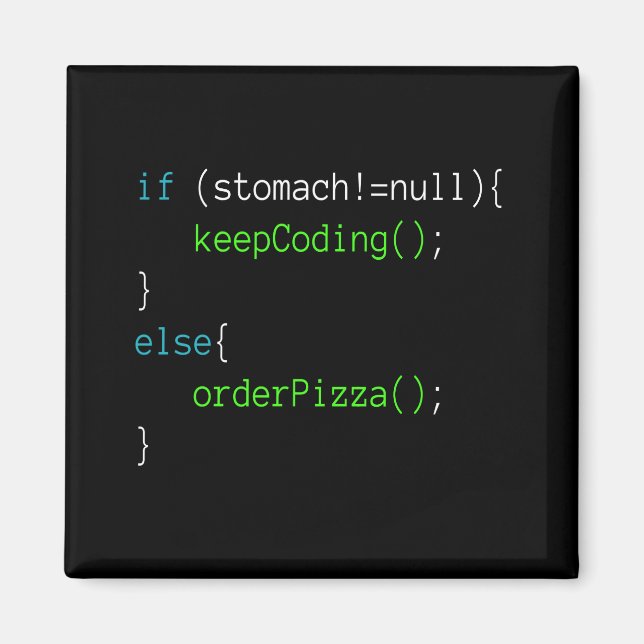 Imán Graciosa camiseta de Code Order Pizza para program (Frente)