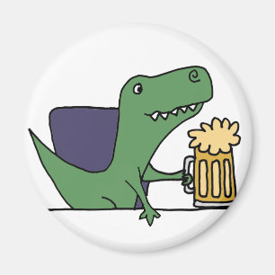 Imán Graciosa cerveza verde T-Rex dinosaurio que bebe c