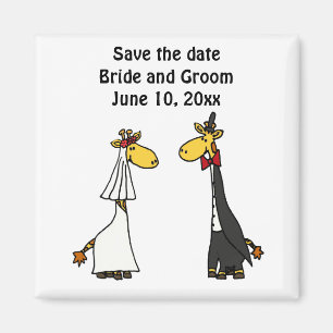 Imán Graciosa Giraffe Bride y Groom Boda Art