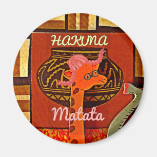 Imán Graciosa jirafa con texto fresco Hakuna Matata