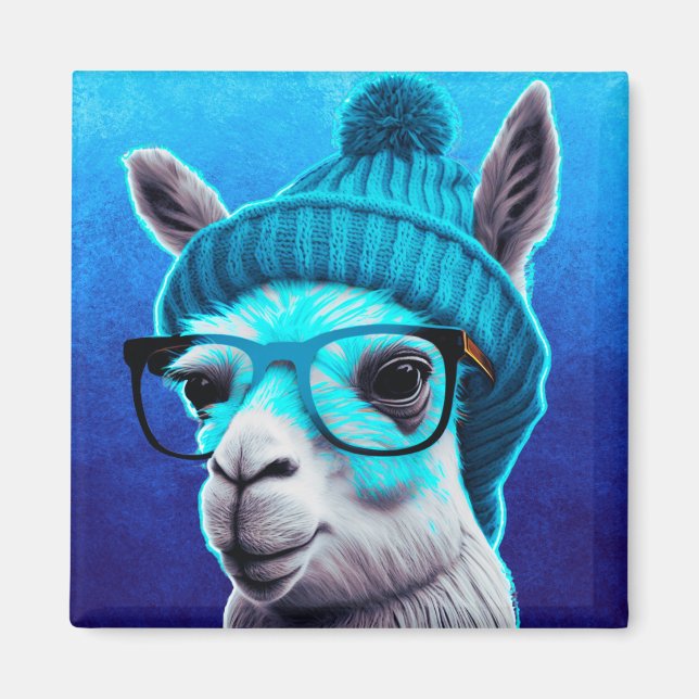 Imán Graciosa Llama Alpaca Cute Animales Beanie Gorras (Frente)