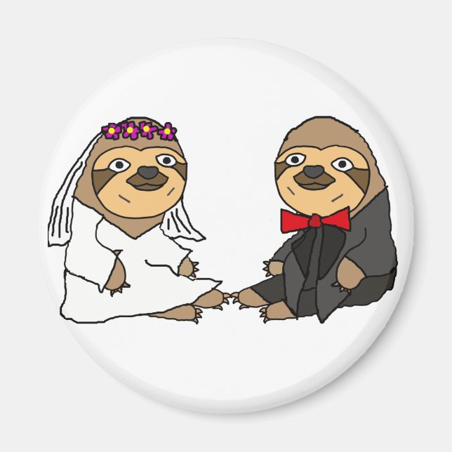 Imán Graciosa Novia Sloth y Boda Groom (Frente)
