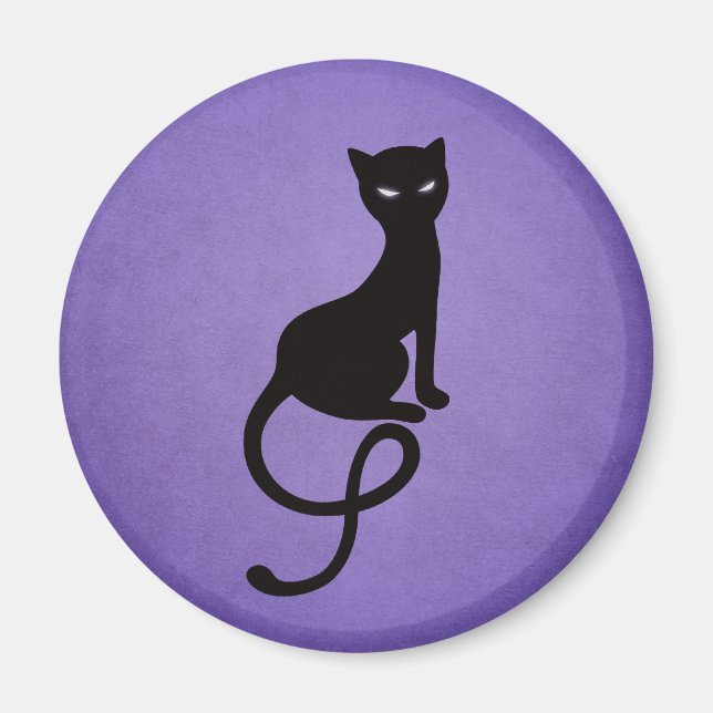 Imán Graciosa silueta de gato malvado - morado de gatit (Frente)