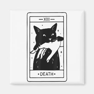 Imán Graciosa Tarjeta Tarot De Halloween De Gato Negro 