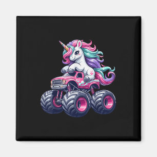 Imán Graciosa unicornio montando un camión de monstruos