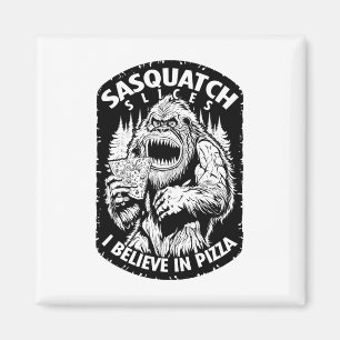 Imán Graciosas lonas de Sasquatch que creo en Pizza
