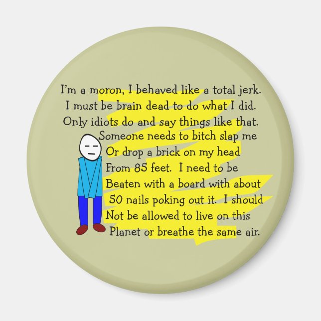 Imán Graciosas tarjetas de "Lo siento" y clavijas de te (Frente)