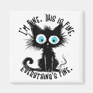 Imán Gracioso arte de gato negro está bien. Estoy bien.