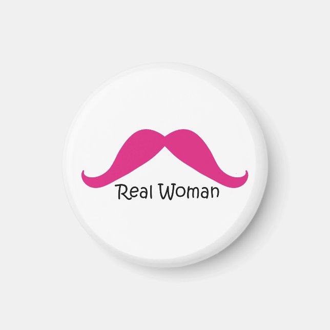 Imán Gracioso bigote de mujeres reales rosadas y negras (Frente)