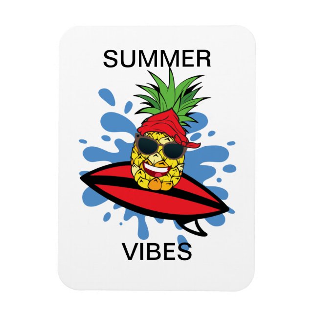Imán Gracioso Birthday Surfing Pineapple (Vertical)