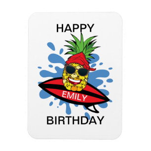 Imán Gracioso Birthday Surfing Pineapple