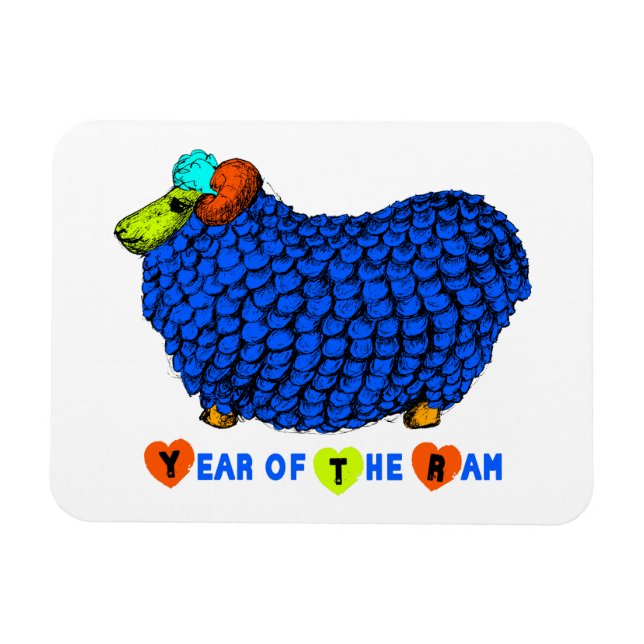 Imán Gracioso Blue Ram Año Chino Zodiac P Magnet (Horizontal)
