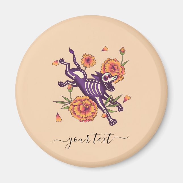 Imán Gracioso Bocetón Púrpura Perro El Día De Diversión (Frente)