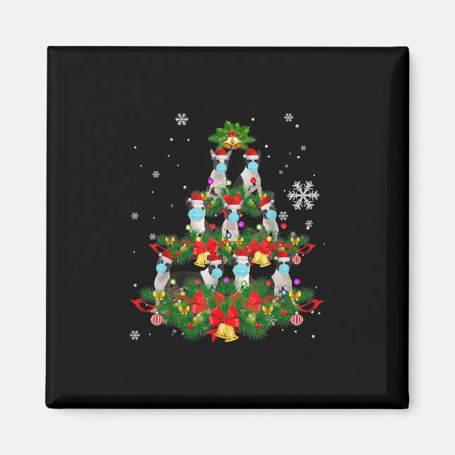 Imán Gracioso Boston Terrier Christmas Tree Mask Xmas (Frente)