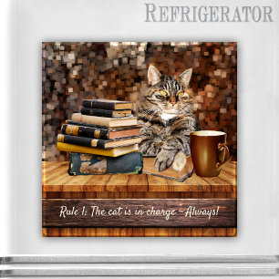 Imán Gracioso Cat Books Coffee Magnet