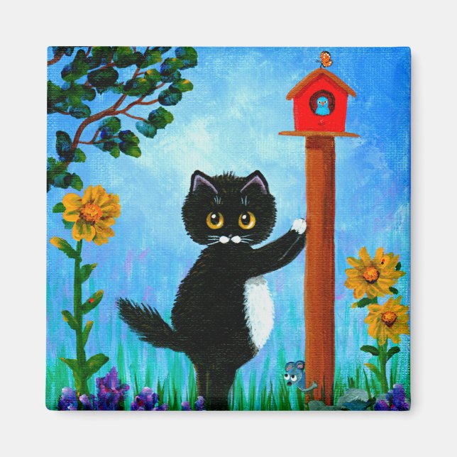 Imán Gracioso Cat Mouse Bird Creationarts (Frente)