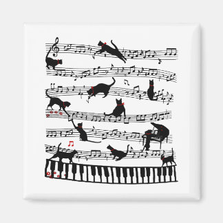 Imán Gracioso Cat Music Note, Regalo Para Piano Player,