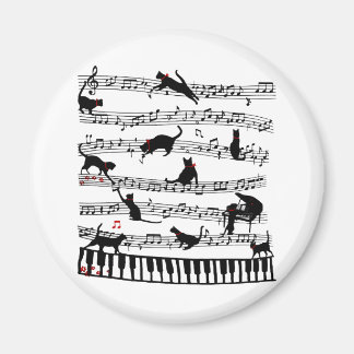 Imán Gracioso Cat Music Note, Regalo Para Piano Player,