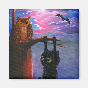 Imán Gracioso Cat Owl Creationarts