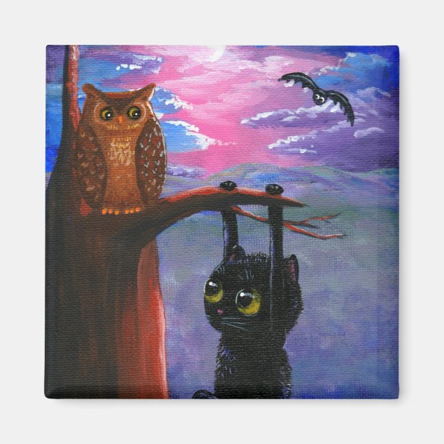 Imán Gracioso Cat Owl Creationarts (Frente)