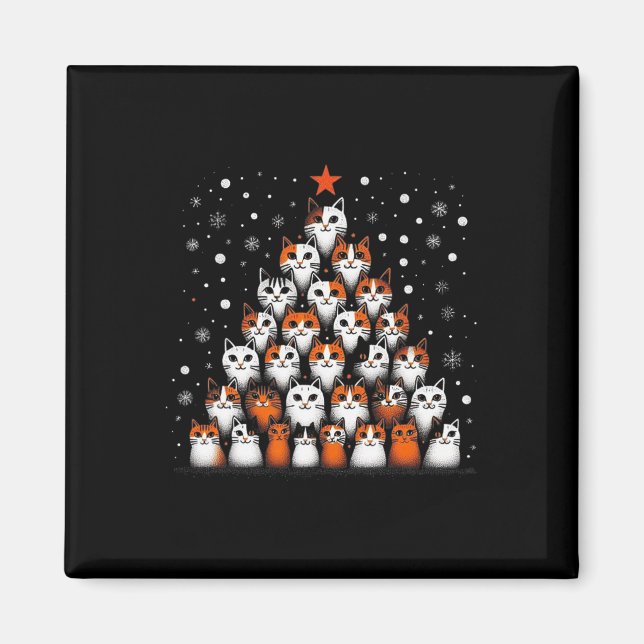 Imán Gracioso Cat Santa Christmas Tree Gats Xmas Tree M (Frente)